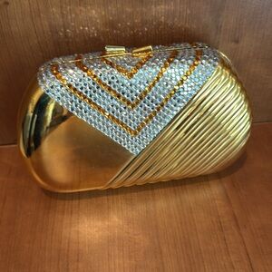 VINTAGE WHITING & DAVIS Hardshell Rhinestone Evening Bag/ Clutch